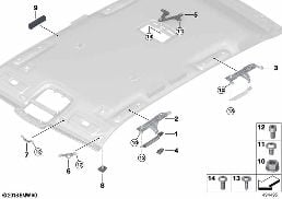 Aanbouwdelen hemelbekleding diagram for BMW Rolls-Royce Cullinan RR31 Cullinan