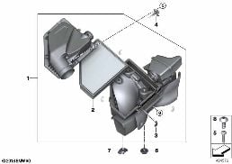 INTAKE MUFFLER/FILTER CARTRIDGE/HFM diagram for BMW 4 Series G26 Gran Coupé M440i