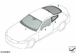 GLAZING diagram for BMW 8 Series G14 Convertible 840dX