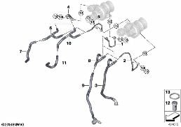 COOLING SYSTEM EXHAUST TURBOCHARGER/SCR diagram for BMW 6 Series F12 LCI 650i
