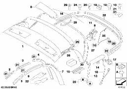 FOLDING TOP MOUNTING PARTS diagram for BMW Z4 E85 3.0si