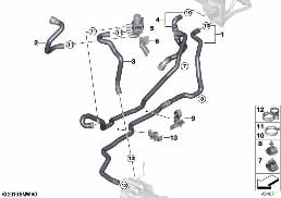 Węże płynu chł. ogrzew. na postoju diagram for BMW X3 G01 20dX