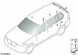 Verglasung diagram for BMW X7 G07 LCI 40iX