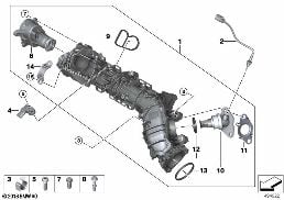 INTAKE MANIFOLD AGR WITH FLAP CONTROL diagram for BMW X1 F48 LCI 20d