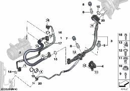 COOLANT LINES diagram for BMW 2 Series F22 LCI 225d