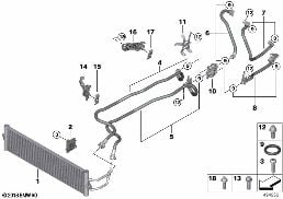 TRANSMISSION OIL COOLER/OIL COOLER LINE diagram for BMW 5 Series G30 LCI 545eX