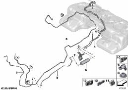 Przewody paliwa/Filtr paliwa diagram for BMW X5 G05 40iX