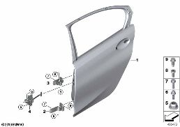 REAR DOOR - HINGE/DOOR BRAKE diagram for BMW 1 Series F70 120