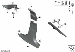 TRIM PANEL A- / B- / C-COLUMN diagram for BMW 3 Series G20 Sedan 330d