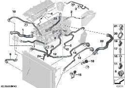 Kühlsystem-Kühlmittelschläuche diagram for BMW 5 Series G30 540iX