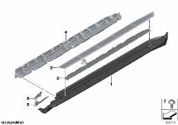 Dodatečná sada hliníková stupačka diagram for BMW X5 G05 50iX