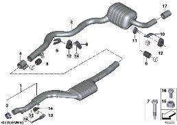 EXHAUST SYSTEM, REAR diagram for BMW 4 Series F36 Gran Coupé LCI 418d
