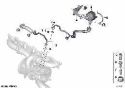 ENGINE COOLING SYSTEM EXHAUST TURBO. diagram for BMW 4 Series G26 Gran Coupé M440iX