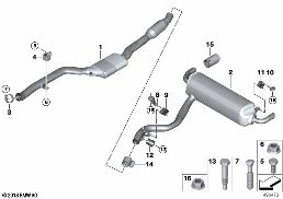 Sistema de escape tras. diagram for BMW 3 Series G28 Saloon LCI 325Li