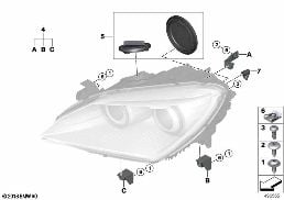 Peças individuais do farol diagram for BMW 6 Series F12 LCI 640iX
