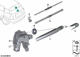 Jednotlivé díly stěrač zadního skla diagram for BMW MINI Countryman F60 One