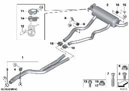 EXHAUST SYSTEM, REAR diagram for BMW 4 Series G22 Coupé M440i