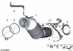 Katalysator dichtst bij motor diagram for BMW 5 Series G31 Touring 520i