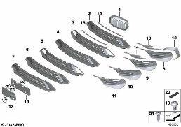 TRIM, DECOR ELEMENTS, FRONT diagram for BMW 2 Series F45 Active Tourer LCI 216d