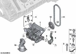 Ölversorgung/Ölpumpe mit Antrieb diagram for BMW 5 Series G30 M550iX