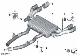 Sistema de escape tras. diagram for BMW X3 M F97 LCI X3 M