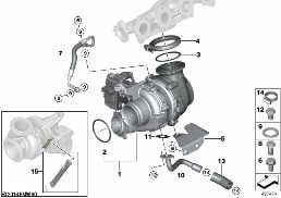 Výfukové turbodmychadlo s mazáním diagram for BMW X5 F15 30dX