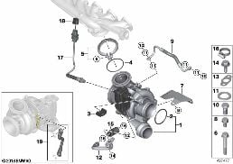 EXHAUST TURBOCHARGER WITH LUBRICATION diagram for BMW X6 E71 30dX