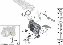 Yağlama ile egzoz gazı turbo ünitesi diagram for BMW 4 Series F33 430d