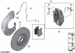 M PERFORMANCE FRONT BRAKE - REPLACEMENT diagram for BMW 3 Series G20 Sedan 320d