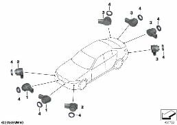 PARK DISTANCE CONTROL (PDC) diagram for BMW 4 Series G22 Coupé 430i