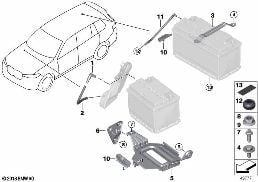 BATTERY MOUNTING PARTS diagram for BMW X7 G07 40dX