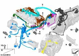 ENGINE WIRING HARNESS diagram for BMW 2 Series F46 Gran Tourer 220i