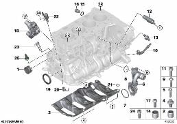 ENGINE BLOCK MOUNTING PARTS diagram for BMW X1 F48 LCI 20d