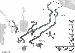 Tubi dell'acqua di raffreddamento diagram for BMW 7 Series G11 LCI 740i
