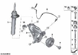 FRONT SPRING STRUT/CARRIER/WHEEL BEARING diagram for BMW X2 F39 M35iX