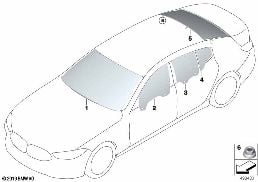 GLAZING diagram for BMW 8 Series F93 M8 Gran Coupe M8