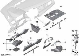MOUNTING PARTS, I-PANEL, BOTTOM diagram for BMW 2 Series F45 Active Tourer LCI 216d