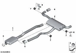 EXHAUST SYSTEM, REAR diagram for BMW X1 F48 20dX