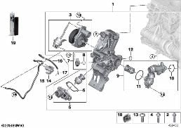 COOLING SYSTEM - COOLANT PUMP/THERMOSTAT diagram for BMW X1 F48 LCI 20d