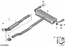 EXHAUST SYSTEM, REAR diagram for BMW 2 Series F46 Gran Tourer 220i