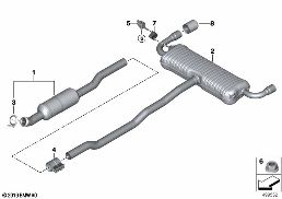 Uitlaatsysteem achter diagram for BMW X1L F49 LCI X1 25Li