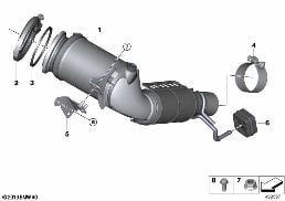 Katalysator dichtst bij motor diagram for BMW X1 U11 18i