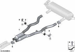 CENTER MUFFLER diagram for BMW 5 Series G30 LCI M550iX