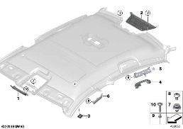MOUNTING PARTS, ROOF ANTENNA diagram for BMW 8 Series F93 M8 Gran Coupe M8