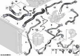 COOLING SYSTEM COOLANT HOSES diagram for BMW 3 Series G20 Sedan LCI 330e