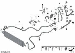 TRANSMISSION OIL COOLER/OIL COOLER LINE diagram for BMW 3 Series G20 Sedan LCI 330e