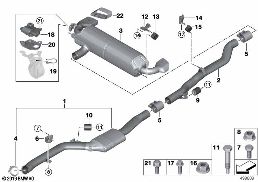 EXHAUST SYSTEM, REAR diagram for BMW 5 Series G30 LCI 530i