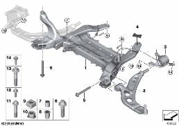 Voorasdrager/dwarsarm diagram for BMW X1 F48 LCI 20dX