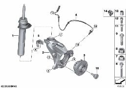 Veerelement voor/Zwenklager/Wiellager diagram for BMW X1 F48 LCI 20dX