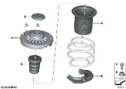 Stoedlager/onderlaag voor veren/aanbouwd diagram for BMW X1 F48 LCI 20dX